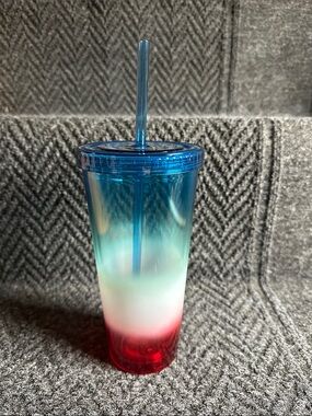 Sun Squad Plastic Patriotic Straw Tumbler Cold Cup